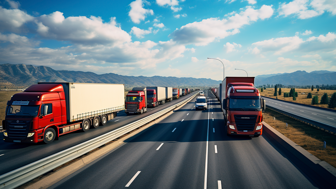 Highway truck convoy representing our fleet